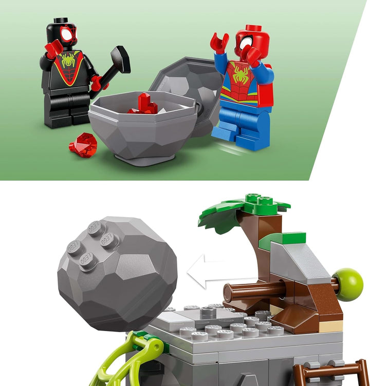 LEGO Marvel Echipa lui Spidey într-o misiune de salvare în camionul Dino, mașină de jucărie construibilă pentru supereroi, set de aventură pentru copii 4+, Spidey și super prietenii săi 11199