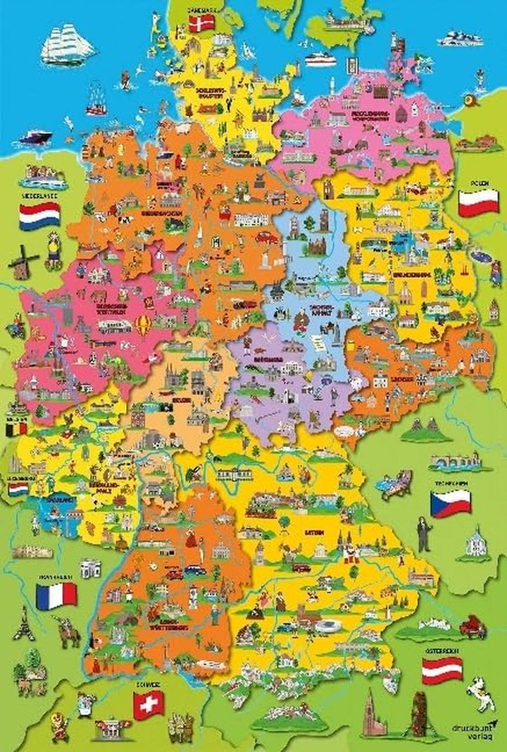 Harta Germaniei cu imagini (puzzle pentru copii)