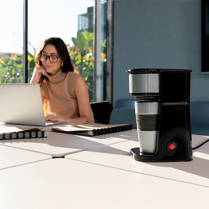Cafetieră Cecotec cu termos Cafea 66 Drop & Go 700 W, Capacitate 420 ml, Gura de scurgere, Filtru permanent sau filtru de hârtie, Funcție de oprire automată, Recipient cu fereastră