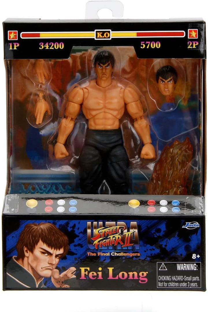 Jada Toys Street Fighter Figure Guile (15 Cm) - Personaj mobil de colecție și de acțiune din Street Fighter 2: The Final Challengers, cu cap, mâini și accesorii alternative, vârsta 13+