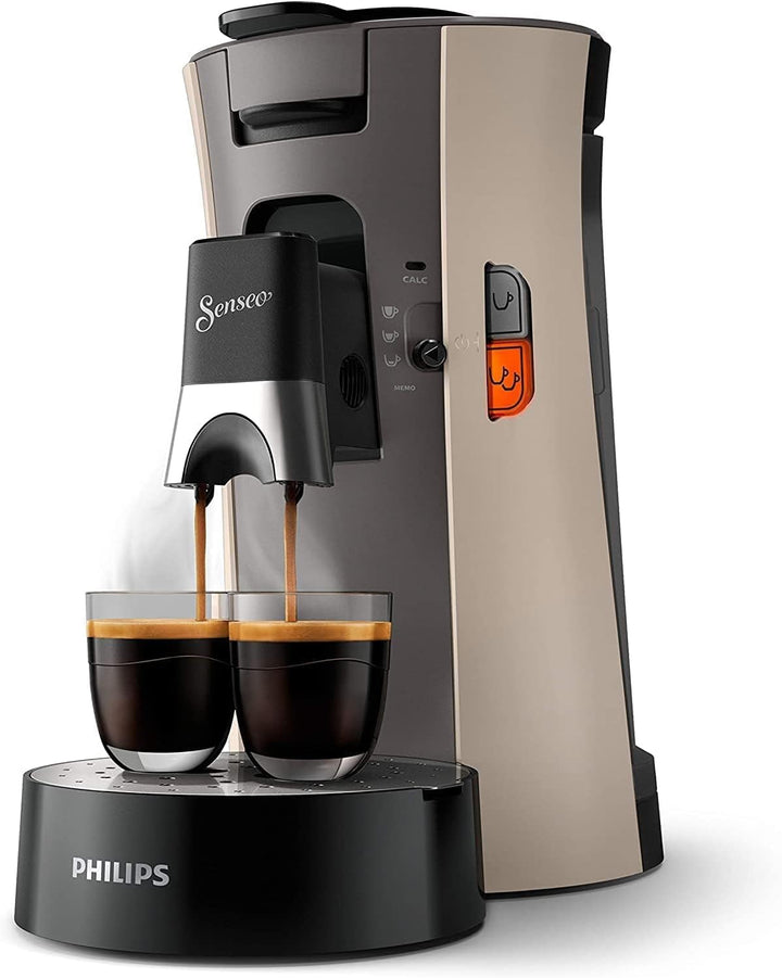 Aparat de cafea cu doze Philips Senseo Select Eco, negru/marcat - Alegerea intensității cafelei plus funcție memo, Fabricat din plastic reciclat (CSA240/20)