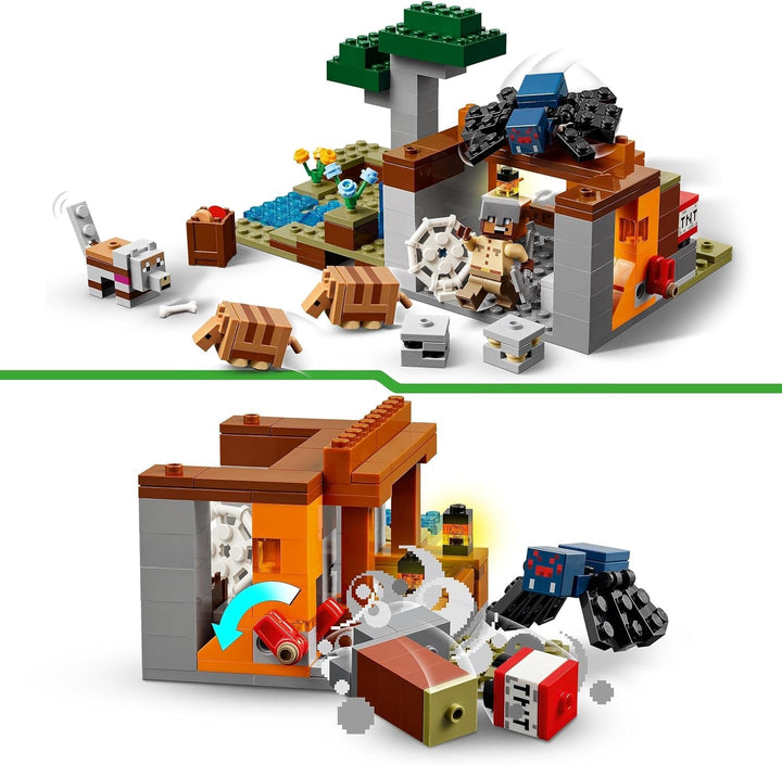 LEGO Minecraft Expediția la mina Dungeon, set cu minifigurine din jocul video, jucărie de construit cu personaje, cadou pentru băieți și fete de la 8 ani 21269