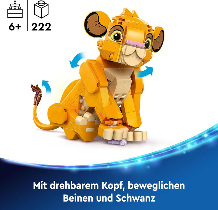 LEGO Ç€ Disney Simba, puiul de leu al regelui, jucărie de construcție pentru copii, Playset fantezie cu figura leului, idee de cadou cool pentru fete și băieți de la 6 ani, jucărie pentru copii 43243