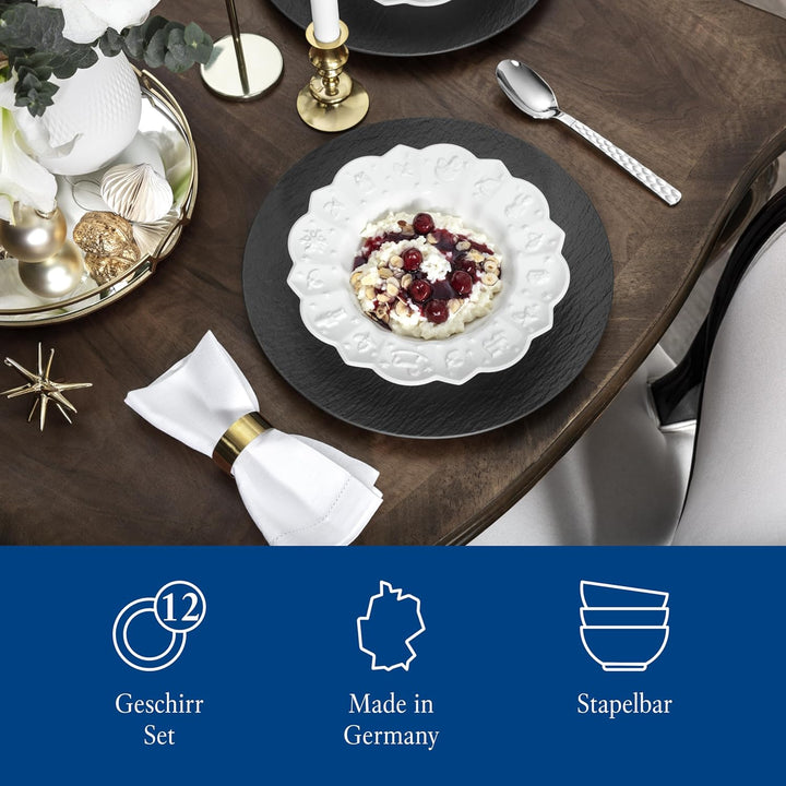 Villeroy & Boch – Toy'S Delight Royal Classic Geschirr-Set 12 Teilig Weiß, Spülmaschinenfest, Mikrowellensicher, Teller, Tellerset, Geschirrset 4 Personen, Weihnachtsgeschirr Toys, Premium Porcelain