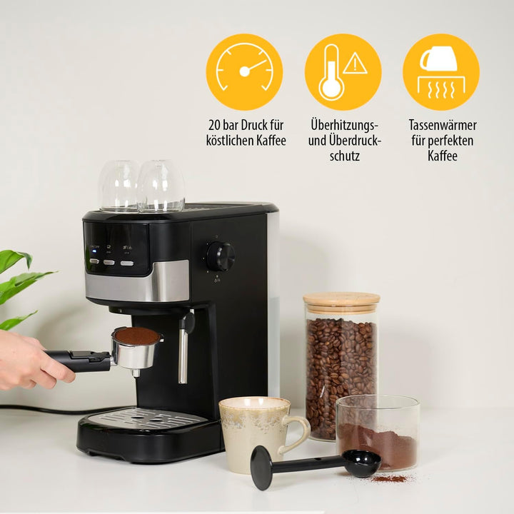 Aparat espresso Tristar | 2 cești în același timp | Potrivit pentru capsule Nespresso și cafea măcinată | Încălzitor de cești | Se poate spăla pe vase | 20 bar | 1100 W | CM-2278