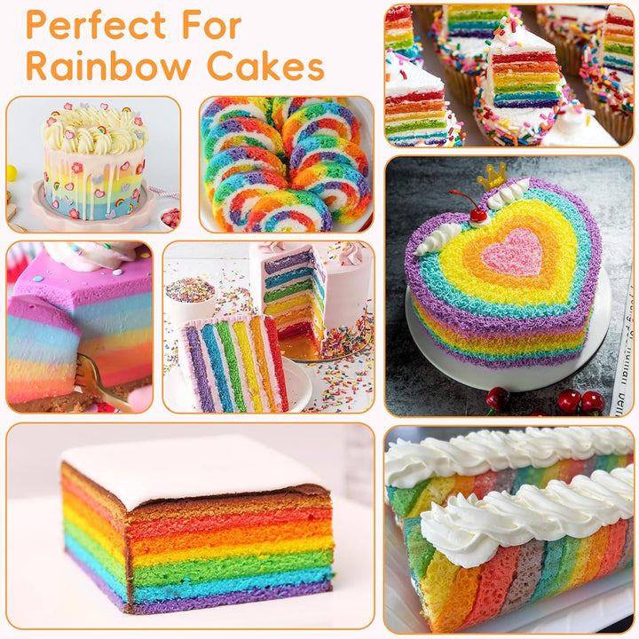 Lebensmittelfarbe 7X12Ml, Hochkonzentriert & Zuckerfrei Lebensmittelfarbe Flüssig Zum Backen, Osterkuchen, Macaron, Zuckerguss, Fondant, Kekse, Donuts (Regenbogen)