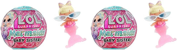 L.O.L. Surpriză! Mermaids Baby Sisters - Cu cozi care își schimbă culoarea, Selecție surpriză, Conține 1 păpușă cu accesorii drăguțe, Colecționează toate cele 8 păpuși, Pentru copii cu vârsta peste 4 ani (pachet de 2)