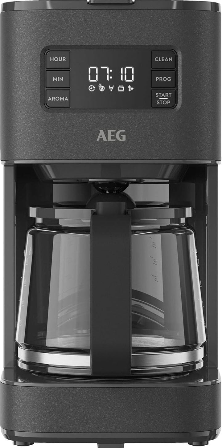 AEG filtru de cafea Deli 5 Cu ulcior de sticlă | 1,25 L | Cronometru programabil | Funcție de menținere la cald | Oprire automată | Indicator nivel apă | 1000 wați | 2-10 cești | Anti-picurare | Antracit | CM5-1-6AN