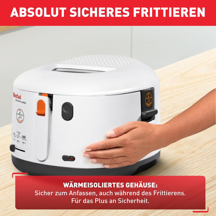 Tefal FF1631 Fritteuse Filtra One | 1.900 W | Kapazität 1,2 Kg | Clean-Oil-System | Auffangsieb FüR Frittierreste | Wärmeisoliert | Spülmaschinenfest Weiß