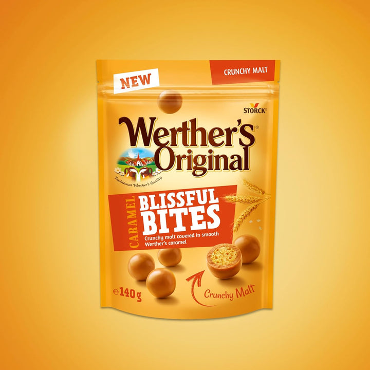 Werther’S Original Blissful Caramel Bites Crunchy – Knusprig-Luftige Kugeln Mit Malz Umhüllt Von Sanft-Cremigem Werther’S Karamell – 1 X 140G