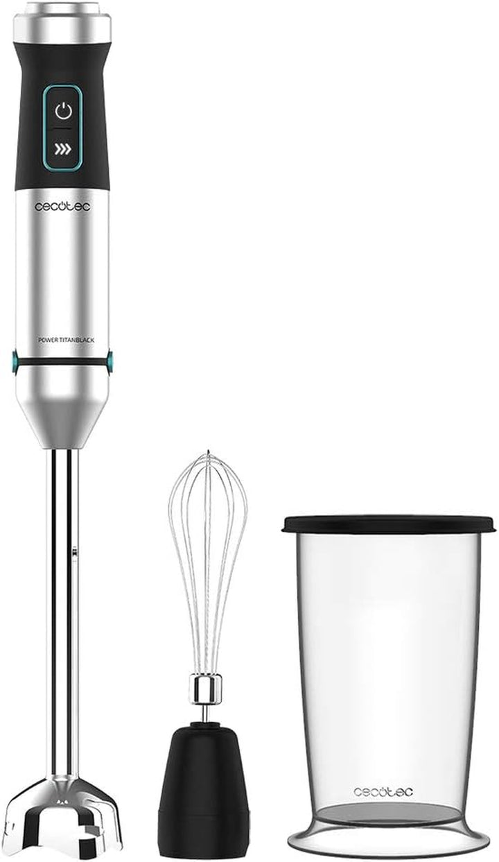 Cecotec Handmixer Katana 15 Totaldestroy Smash B. 1500 W, Total Destroy, Perreomove, 21 Geschwindigkeiten, Turbo-Funktion, Spritzschutzhaube, 8 Titan-Klingen, 800Ml Becher