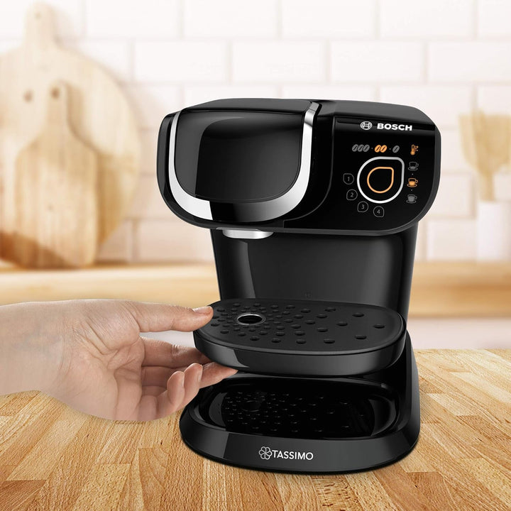 Aparat de cafea cu capsule Tassimo My Way 2 TAS6502 de la Bosch, Cu filtru de apă, Peste 70 de băuturi, Personalizare, Complet automat, Preparare ușoară, 1.500 wați, 1,3 litri, Negru