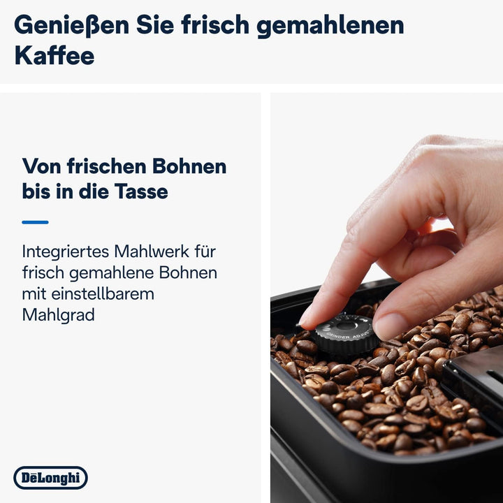 De'Longhi Magnifica Evo ECAM 292.81.B Aparat de cafea complet automat cu sistem de lapte Lattecrema, 7 butoane de selecție directă pentru cappuccino, espresso și alte specialități de cafea, funcție de 2 cești, negru