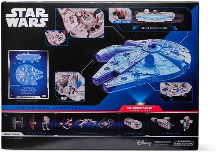 Star Wars Micro Galaxy Squadron SWJ0332 - Millennium Falcon, vehicul oficial de 22,5 cm cu lumini, sunet și figurine