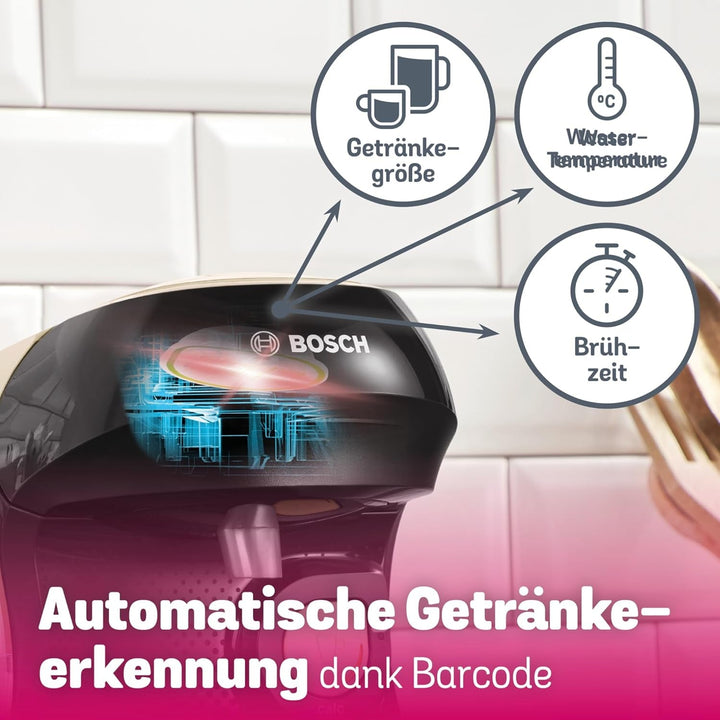 Bosch Tassimo Happy Friendly mașină de capsule TAS107E, Peste 70 de băuturi, Potrivit pentru toate ceștile, Oprire automată, Durabil, Perfect dozat, Economisitor de spațiu, 1400 W, Crem / negru