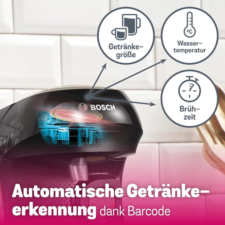 Bosch Tassimo Happy Friendly mașină de capsule TAS109E, Peste 70 de băuturi, Potrivit pentru toate ceștile, Oprire automată, Durabil, Perfect dozat, Economisitor de spațiu, 1400 W, Negru/bej