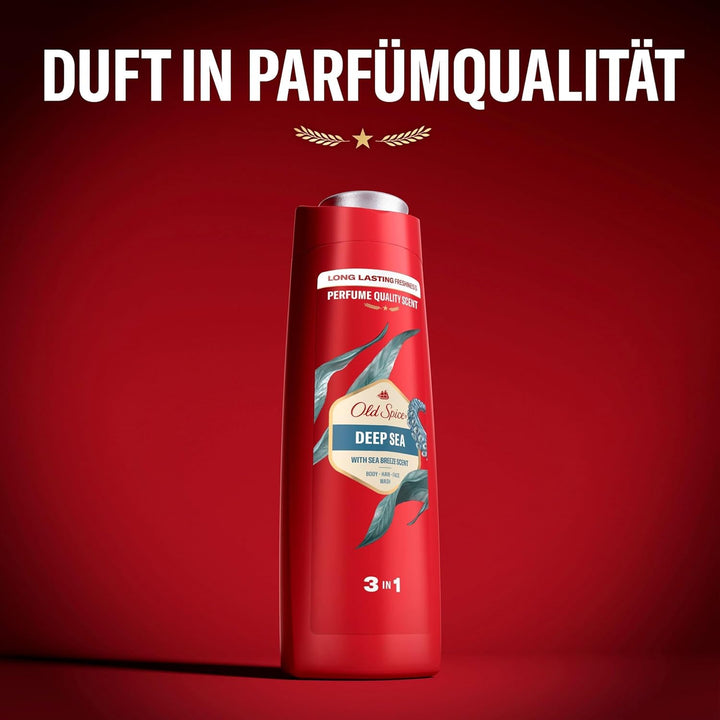 Old Spice Deep Sea 3-In-1 Duschgel & Shampoo Für Männer (250 Ml), Körper-Haar-Gesichtsreinigung Männer, Lang Anhaltend Frisch