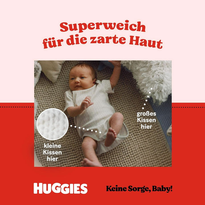 Huggies Newborn Scutece pentru copii mărimea 2, de la 3 la 6 kg, Pentru nou-născuți, Cu indicator de umezeală, 210 scutece