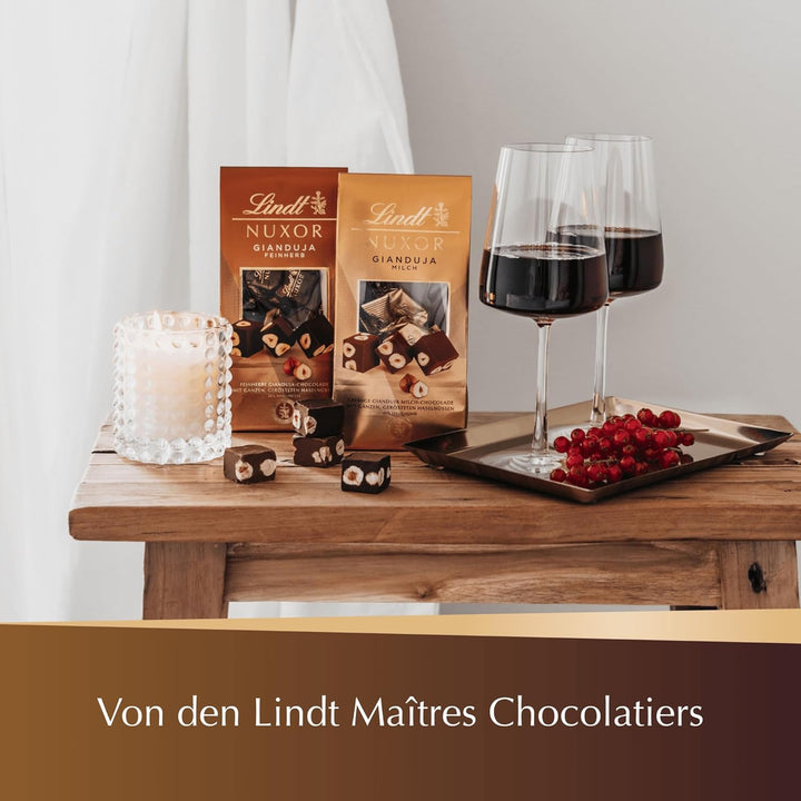 Lindt NUXOR Beutel Mischung, Promotion | 103G Beutel | Cremige Gianduja Schokolade (Weiss, Vollmilch Und Feinherb) Mit Ganzen, Gerösteten Haselnüssen | Pralinen Geschenk | Schokoladengeschenk