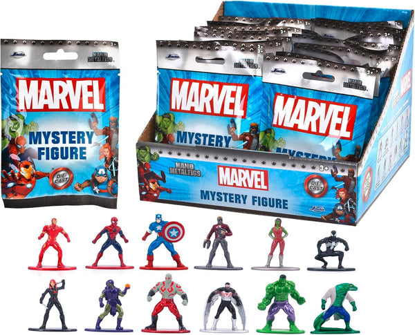 Jada Toys 253221016 - Marvel Nanofigures Blind Pack - Figurine de colecție Marvel din metal în pachet orb, 4 cm, de la 3 ani, selecție aleatorie, negru