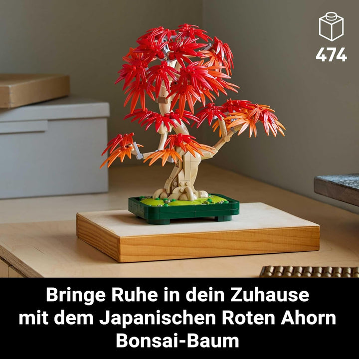LEGO Botanicals Arțar roșu japonez - Arbore Bonsai - Kit plantă artificială cu frunze roșii și portocalii, plus bol - Decor pentru casă - Idee cadou pentru adulți - 10348