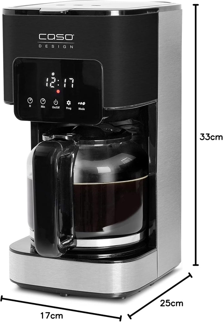 Cafetiera CASO Coffee Taste and Style Cu filtru permanent, 1,5 L, Temperatură optimă de preparare 92-96 °C, Stop picurare, Cap de preparare optimizat, Oțel inoxidabil, 12 cești