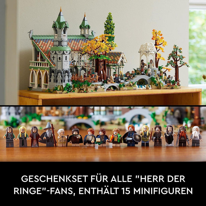 LEGO Icons The Lord Of The Rings: Rivendell - Set de colectare și afișare pentru adulți cu 15 minifigurine unice, inclusiv Gandalf, Legolas, Aragorn și Frodo, exclusiv pe Amazon - 10316