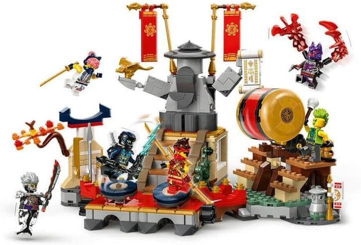 Jucărie LEGO NINJAGO Tournament Arena Adventure pentru copii, set de joacă Ninja cu 6 minifigurine, set de construcție de colecție, cadou de ziua de naștere pentru băieți și fete de la 7 ani 71818