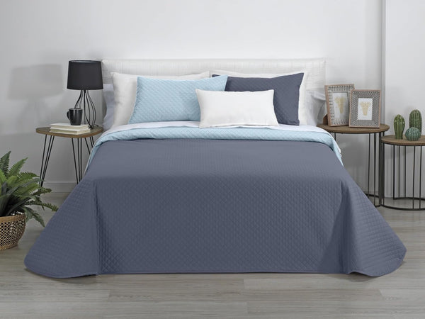 Estoralis | AVA | Cuvertură Boutique Reversibilă | Pentru toate anotimpurile | Culoare - Sky Blue/Stone | Pentru pat 140/150/160 Cm. pat. (250 X 270 Cm. Ancho X Alto) | Cuvertură cu matlasare