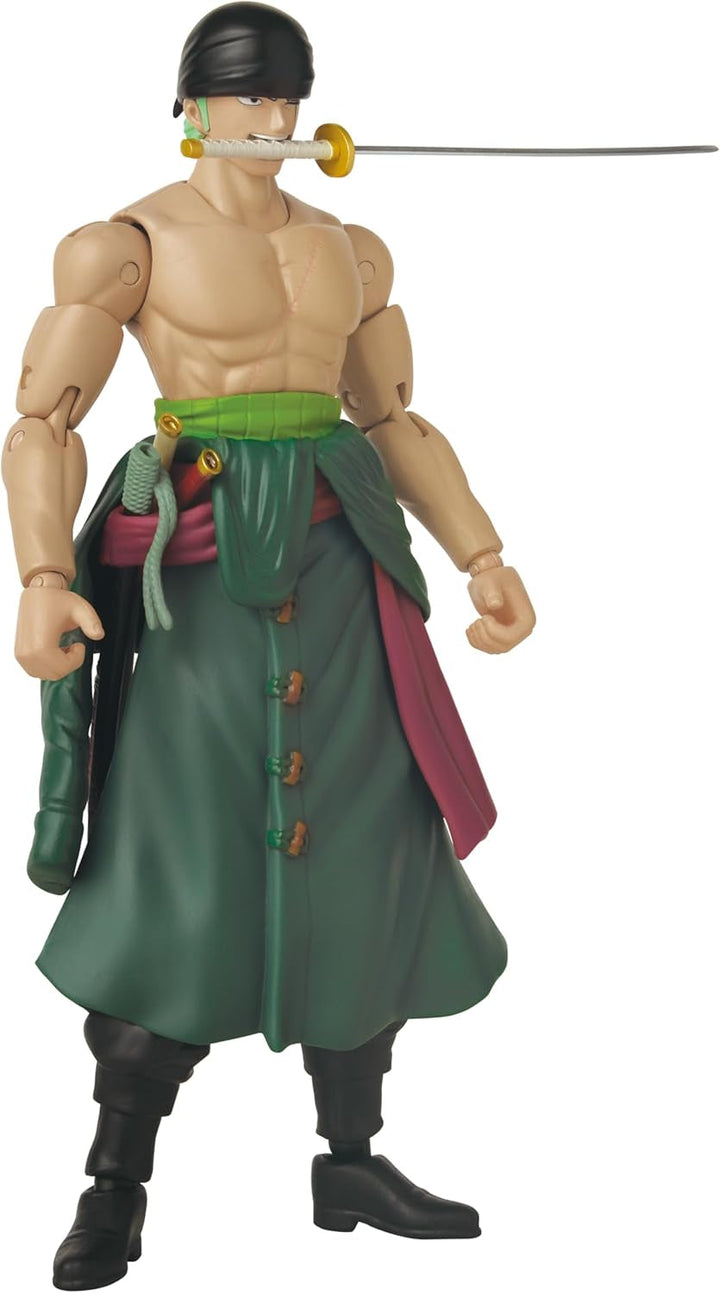 Bandai - Anime Heroes - One Piece Figure - Lorenor Zorro 17 Cm Three Sword Style - Licența oficială One Piece - Movable Manga Figure Zorro 3 Swords - Toy For Children From 4 Years - 37052