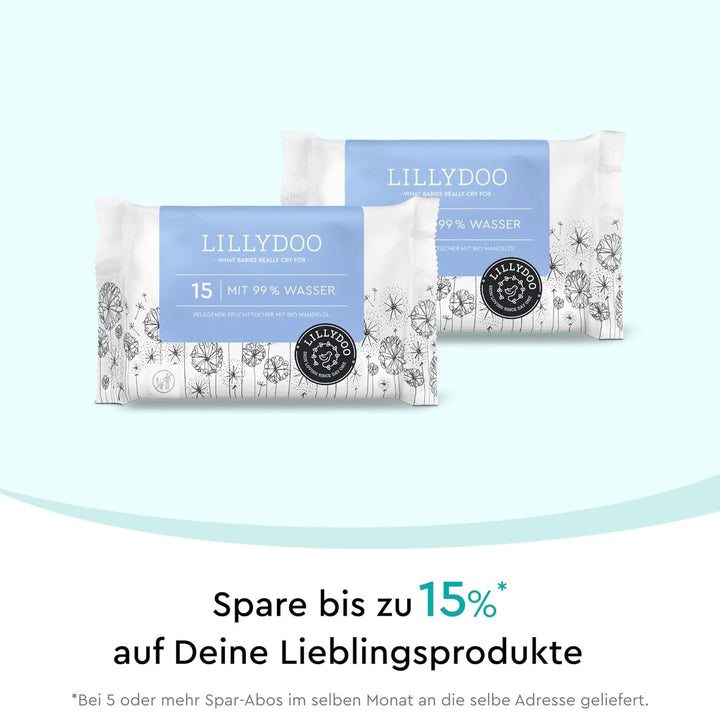 LILLYDOO Baby Feuchttücher Mit 99% Wasser, 10 X 15 Stück (150 Feuchttücher), 100% Plastikfreies Tuch, Ohne Parfüme & Mild Wie Watte Und Wasser (FSC Mix)