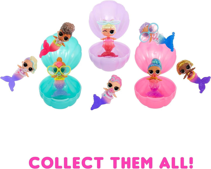 L.O.L. Surpriză! Mermaids Baby Sisters - Cu cozi care își schimbă culoarea, Selecție surpriză, Conține 1 păpușă cu accesorii drăguțe, Colecționează toate cele 8 păpuși, Pentru copii cu vârsta peste 4 ani (pachet de 2)