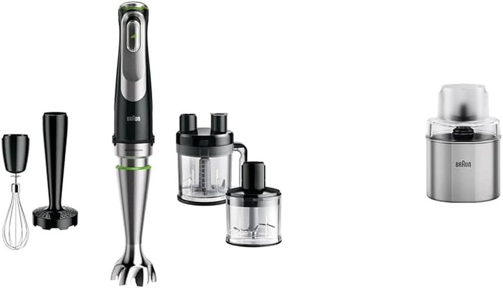 Braun Multiquick 9 MQ 9147X – 5-In-1 Stabmixer Mit Standmixer-Aufsatz, Zerkleinerer, Kartoffel- & Gemüsestampfer & Schneebesen, Stufenlose Geschwindigkeitseinstellung, 1200 W, Schwarz/Edelstahl