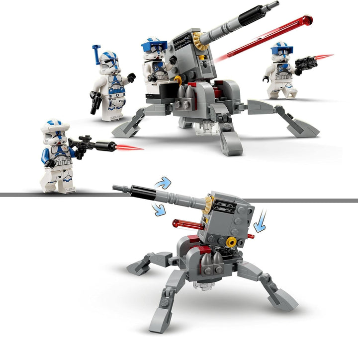LEGO 75345 Star Wars 501St Clone Troopers Battle Pack Set cu vehicule și 4 figurine, jucărie construibilă cu tun AV-7 anti-vehicul și trăgător cu arc