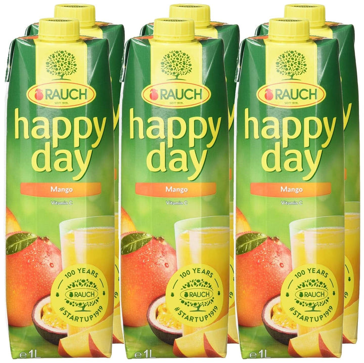 Rauch Happy Day Mango | Băutură rafinată cu fructul pasiunii | O mulțime de vitamina C | 6 x 1 litru, Tetra Prisma