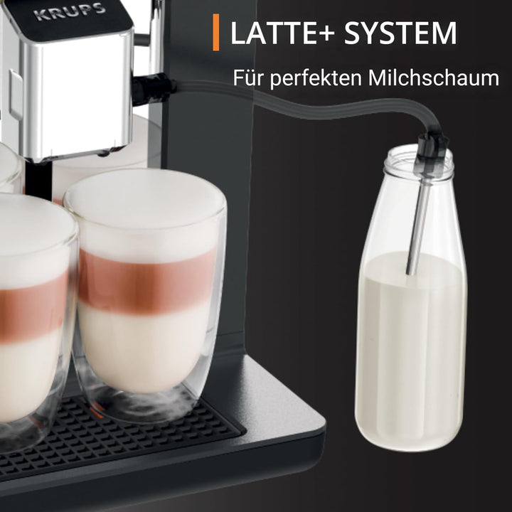 Krups Evidence One aparat de cafea complet automat Cu tub de lapte, 12 băuturi, funcție de 2 cești, afișaj color, aparat de cafea, sigiliu ușă, negru, EA895N10, meteor grafit