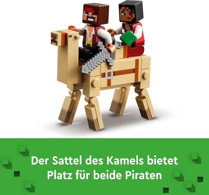 LEGO Minecraft The Pirate Ship Voyage, navă de jucărie cu figuri de pirați, calmar și cămilă, jucărie de construcție pentru jocuri de rol, cadou pentru băieți și fete de la 8 ani 21259