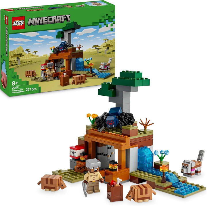 LEGO Minecraft Expediția la mina Dungeon, set cu minifigurine din jocul video, jucărie de construit cu personaje, cadou pentru băieți și fete de la 8 ani 21269