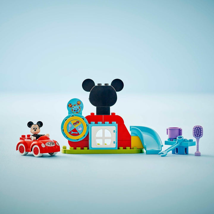 LEGO DUPLO - Disney Mickey's Clubhouse și mașină - jucărie educativă pentru preșcolari - set de construcție cu 2 minifigurine, inclusiv Mickey Mouse și Computer Toodles - idee de cadou pentru băieți și fete de la 2 ani 10454