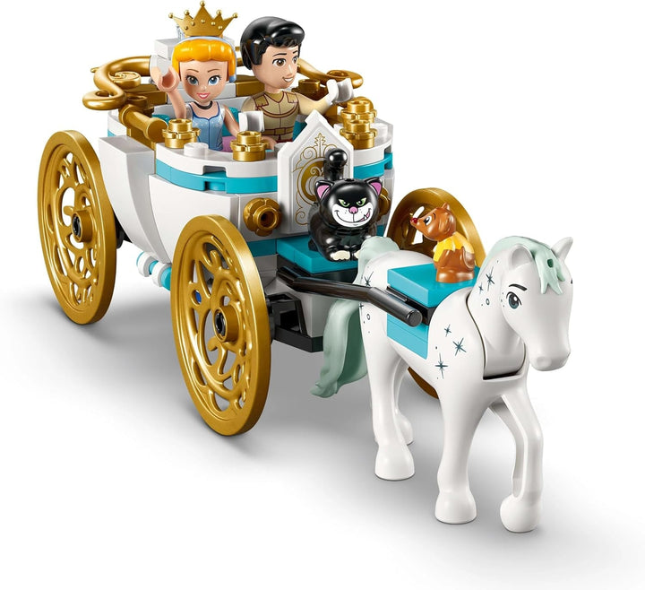 LEGO Ç€ Castelul prințesei Disney Cenușăreasa și trăsura trasă de cai, set pentru fete de la 6 ani, jucărie fantastică cu prințesa Cenușăreasa și prințul fermecător mini păpuși, idee de cadou pentru fanii Disney 43275