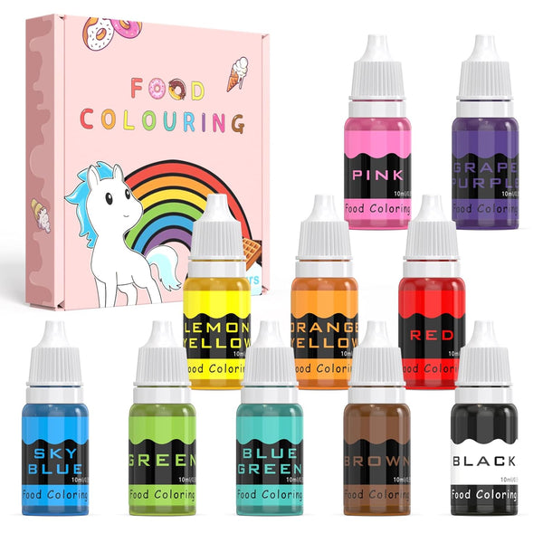 Lebensmittelfarbe Flüssig 10Ml×10 Farben Konzentrierte Flüssige Kuchenglasur Lebensmittelfarbe-Set Zum Backen, Dekorieren, Kochen Und Fondant. Vibrant Rainbow Food Colors Farbstoff Für Heimwerker