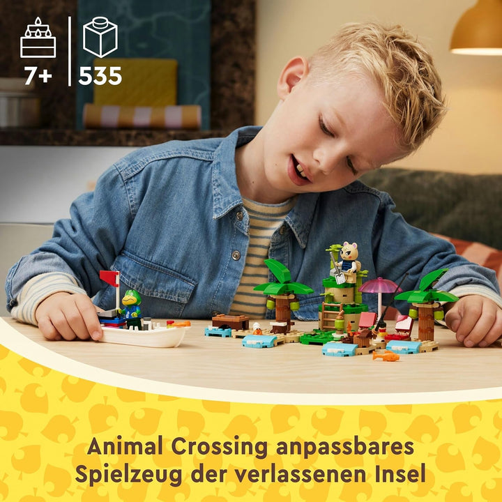 LEGO Animal Crossing Käptens Island Boat Tour, jucărie creativă pentru copii cu 2 minifigurine din seria de jocuri video, inclusiv Huschke, cadou pentru fete și băieți de la 6 ani 77048