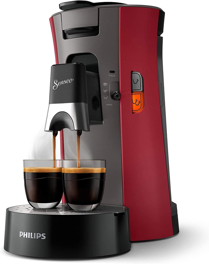 Aparat de cafea cu doze Philips Senseo Select Eco, negru/marcat - Alegerea intensității cafelei plus funcție memo, Fabricat din plastic reciclat (CSA240/20)