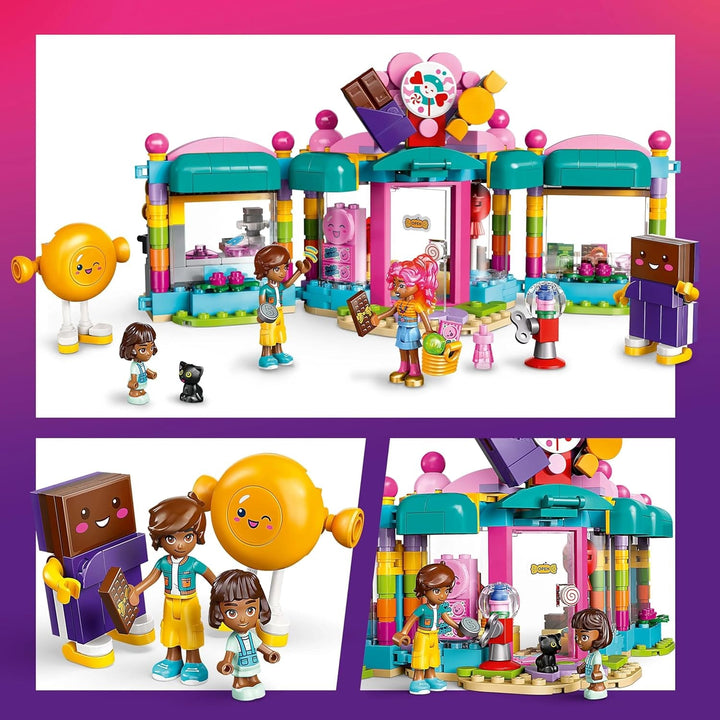 LEGO Friends Heartlake City Shop, set de joacă pentru fete cu vârsta peste 6 ani, joc de rol cu 2 mini-doll-uri, jucărie cu micro-doll și pisică 42649