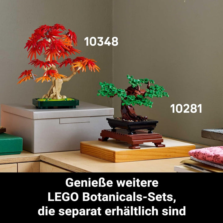 LEGO Botanicals Arțar roșu japonez - Arbore Bonsai - Kit plantă artificială cu frunze roșii și portocalii, plus bol - Decor pentru casă - Idee cadou pentru adulți - 10348