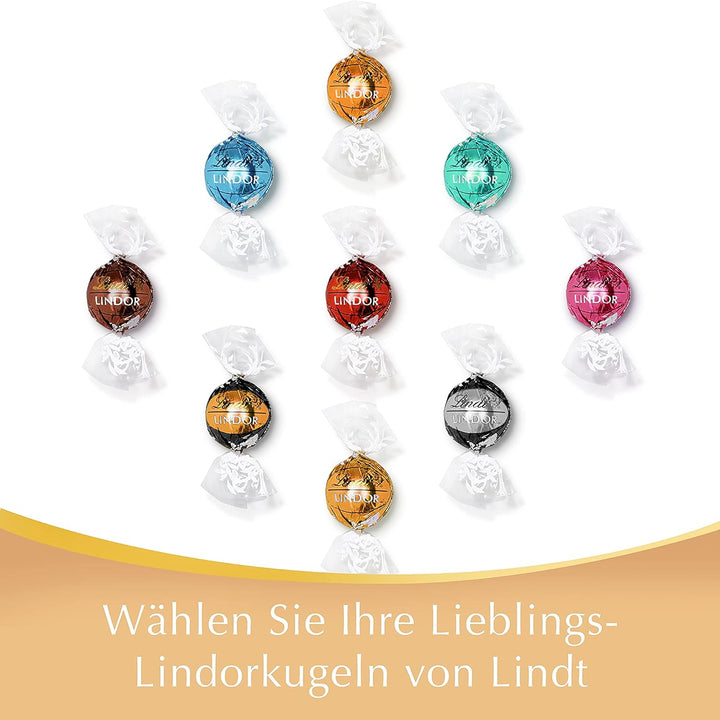 Lindt Schokolade LINDOR Mischung | 137 G Beutel | Ca. 10 Kugeln Mit Zartschmelzender Füllung in Den Sorten Milch, Dunkel 60%, Weiß, Haselnuss | Pralinen-Geschenk| Geschenk