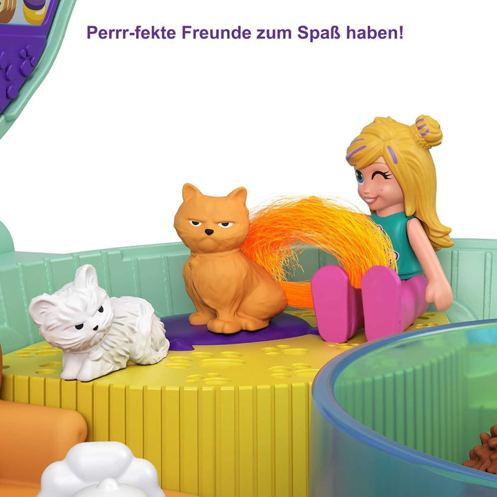 Polly Pocket GTN15 - Cutie de cafea cu arici în design de cafenea și animal de companie, păpușă și prieten mic Polly, 2 figuri de animale, efecte surpriză, cadou de jucărie minunat pentru copii cu vârsta peste 4 ani