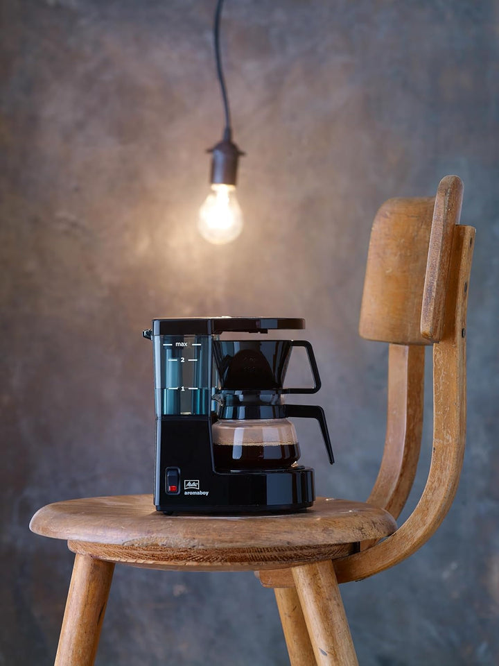 Melitta Aromaboy - Filtru mic de cafea - Cu ulcior de sticlă - 2 cești - Negru (1015-02)