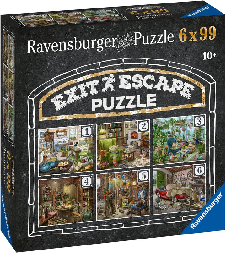 Ravensburger EXIT Puzzle - The Ghostly Manor House - 6X puzzle de 99 de piese pentru adulți și copii iubitori de puzzle cu vârsta de 10 ani și peste