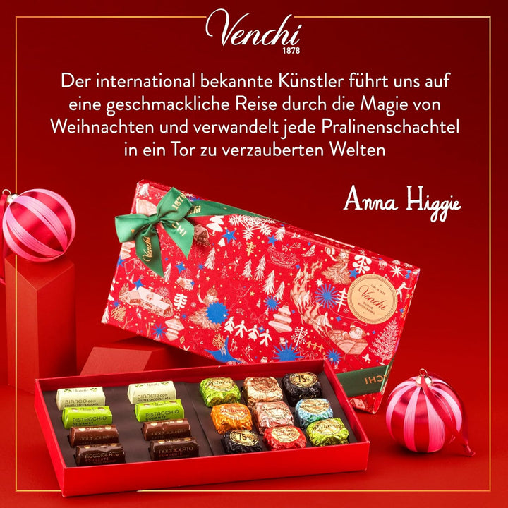 Venchi – Weihnachtskollektion – Geschenkbox Mit Verschiedenen Schokobarren-Und Chocoviar-Pralinen, 294 G – Mit Igp-Piemont Haselnuss – Geschenkidee – Glutenfrei